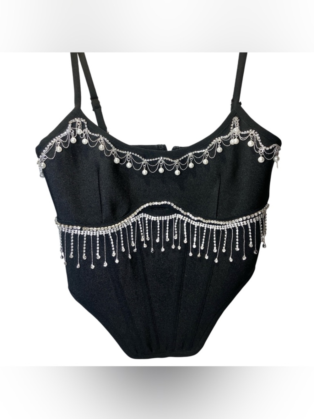 Superdown Gia Corset Bustier Crystal Rhinestone Pearl Festival Rave Burlesque S